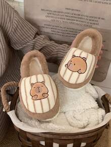 XIXITIAO Cute Closed-Toe Capybara Slippers, Soft Warm Cozy House Slippers - Light Brown - View 6