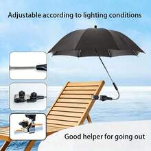360° Rotating Clip-On Sun Umbrella, UPF 50+ Sun Protection, With Clip Handle And Curved Umbrella Arm, Baby Stroller Sun Shade: Stroller Essential, Suitable For Camping, Beach Lovers, Anglers And Outdoor Leisure Activities - A - View 12
