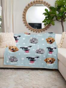 1pc Customized Photo Blanket, Personalized Text Photo Blanket, Personalized Blanket With Pet Photo, Friend Birthday Gift, New Home Gift. Decorative, Cool & Colorful, Unique, Customized Home Decor, Suitable For Him/Her, Family, Friends, Ideal Gift For Friends, Suitable For Anniversary, Birthday Gift, Decorative, Fashionable, Colorful, Vintage, Cute, Minimalist, Unique & Cute, Suitable For Sofa, Living Room, Bedroom, Outdoor, Office, Etc. - Multicolor - View 5