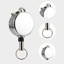 H56 Ultra Mini Retractable Badge Reel Keychain, Spring-Back Anti-Loss Key Ring Pendant With Belt Clip, Portable Daily Outdoor Accessory, Minimalist Pocket And Closet Room Decoration Storage Tool - Multicolor - View 3