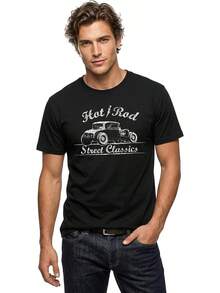 Eu Large,Halloween,26zeh Mannequin Homme,Rockabilly Men's T-Shirt Hot Rod Black - 黑色 - 查看 2