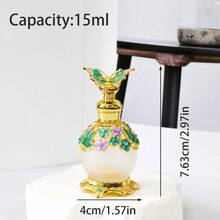 1 pieza Botella de vidrio con gotero de 0.51 oz con pintura de esmalte de mariposa azul, decoración floral, almacenamiento recargable de perfume y aceite esencial, portátil y reutilizable, sin fragancia, accesorio de decoración del hogar (Botella vacía, sin perfume) - Ver 6