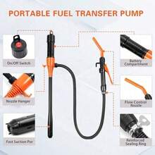 Electric Fuel Transfer Pump, Portable Battery Powered Hand Fuel Pump, Battery Gas Pumps Universal Fit For Vehicles, Boats, Lawn Equipment, Emergency & Home Use(Black Orange) - Default - View 2