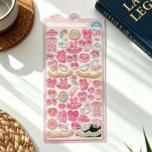 Japanese Style Crystal Fun Cute Stickers, Cute Cartoon DIY Phone 3D Embossed Stickers, 3D Decorative Stickers With Cute Cat, Dog, Rabbit, Bear, Bow, Four-Leaf Clover, Heart, Honey Patterns, Cute 3D Embossed Stickers, Character Stickers, Book Stickers, Toy Cartoon Embossed Crystal Stickers - Multicolor - View 8