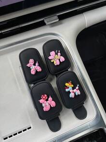 1pc Cartoon Balloon Puppy PVC Soft Rubber Car Sun Visor Clip, Multi-Function Fashion Glasses Card Holder - Multicolor - View 9