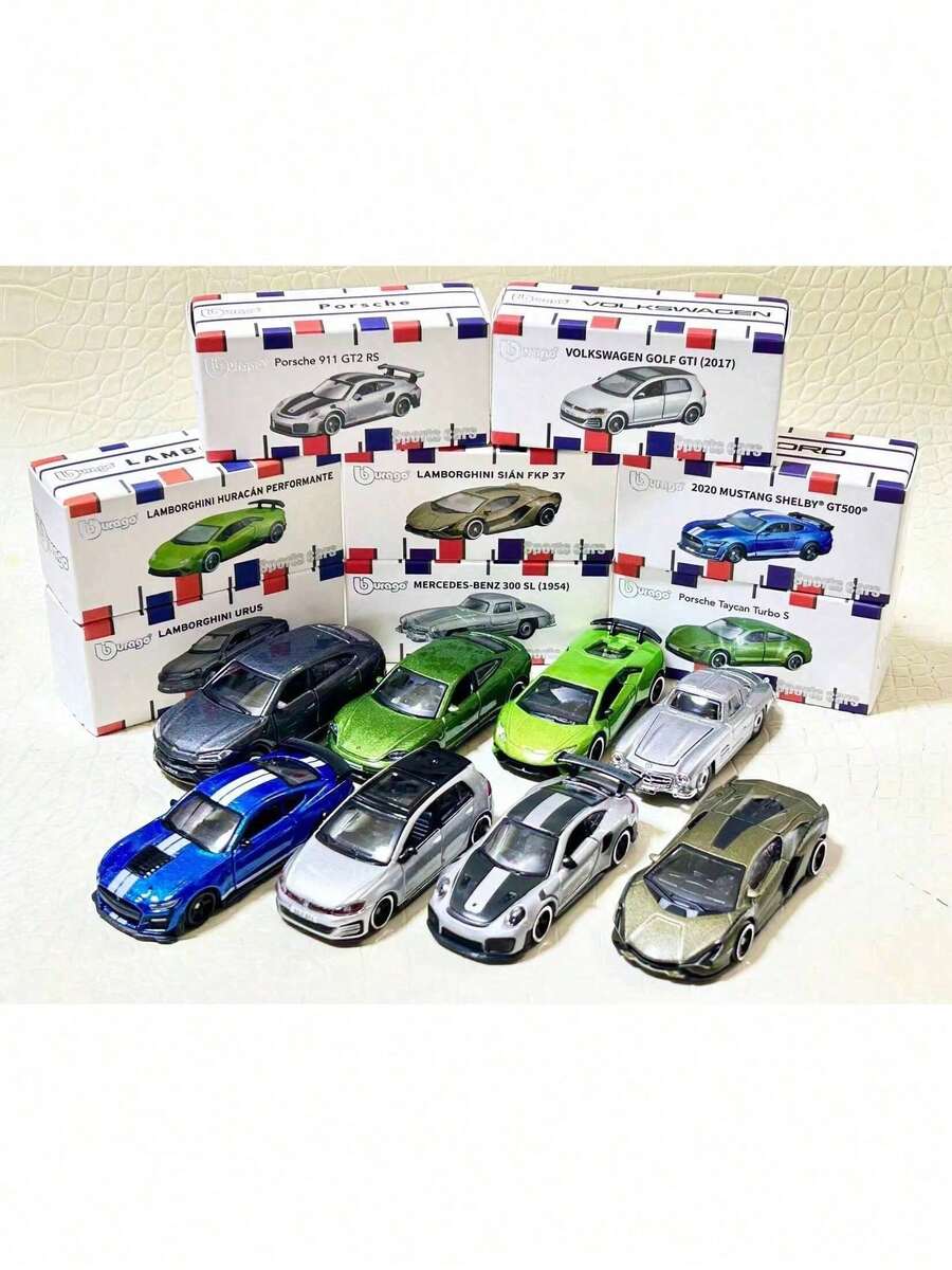 Burago 官方授權正版 1/64 比例合金車模 Mercedes-Benz Ford Cadillac Porsche Chevrolet 仿真壓鑄金屬小車模型 裝飾收藏迷你車模 - 彩色 - 查看 1
