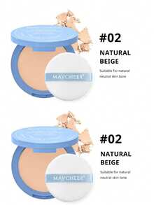 Polvo compacto de doble uso, adecuado para maquillaje facial, natural y de larga duración, resistente al agua y al sudor - Multicolor - Ver 21