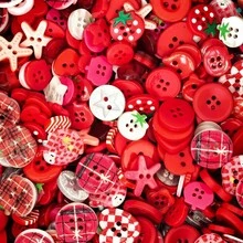 11/22/33/44/55/66/77/88/99Pcs Boxed Red Mixed Color Handmade Button Set, Heart Floral Star Plaid Print Resin Buttons, Multi-Hole Sewing Buttons Suitable For DIY Handmade Scrapbook Decoration Buttons, Clothing Accessories - Multicolor - View 11