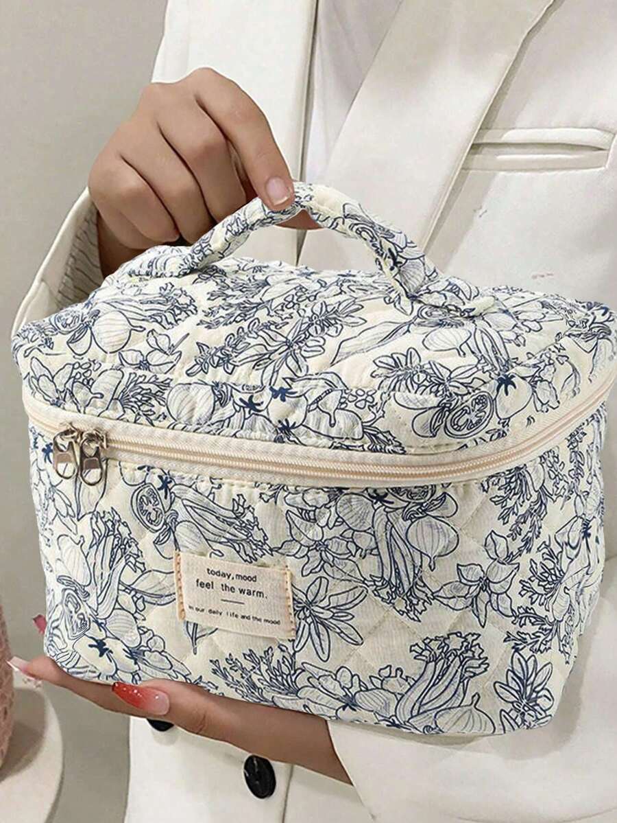 3/1pc Floral Makeup Bag Set, Large Capacity Makeup Bag, Travel Makeup Organizer, Portable Toiletry Bag, Makeup Storage Bag, Skincare Storage Box, Makeup Brush Bag, Travel Essentials, Vacation Essentials, Dorm Essentials, Back To School - Multiple Styles - View 1
