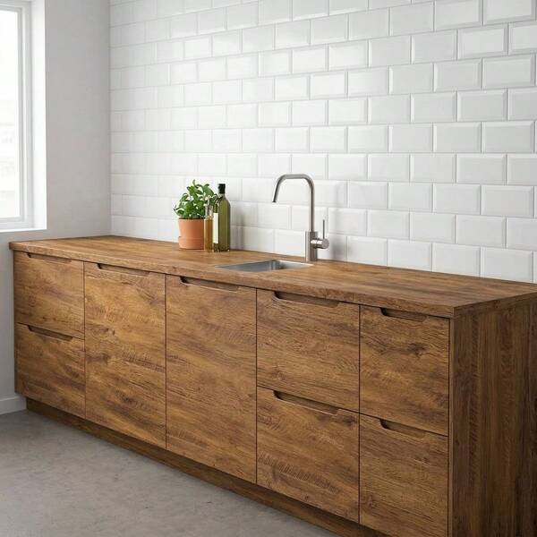 1 Rollo de Papel Tapiz Autoadhesivo con Grano de Madera de Sándalo Marrón, Estilo Vintage Campestre con Grano de Madera Falsa Impermeable de Vinilo, Pegatina Autoadhesiva Moderna Removible, Adecuada para la Decoración de Gabinetes de Cocina