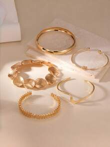 Bộ 5 vòng tay cuff hở hợp kim sắt nhẵn mịn - Bộ 5 vòng tay trơn - Xem 6