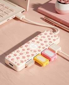 返校禮物 -- HP 4合1 USB-C 擴充塢 -- Type-C PD 充電轉接器/分線器（支援 4K HDMI），內建 USB 充電埠、網路埠、電源適配器與 5V 0.5A 充電站功能，筆電轉換器（相容於多款筆電、MacBook Pro、iMac、iPad Pro 及其他 USB-C 介面裝置），多埠擴充塢（花卉設計） - 查看 4