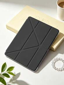 黑色多折筆槽平板保護殼，相容 iPad Mini 4/5/6/7/Air/Air 2/9.7/10.2/10.5/10.9 (Air 4-Air 8)/Pro 11/10th Gen/A16/Pro 11 2024/12.9/Pro 13 2024 機型，內裡因染色批次可能略有色差，內建筆槽，不含筆 - 黑色 - 查看 7