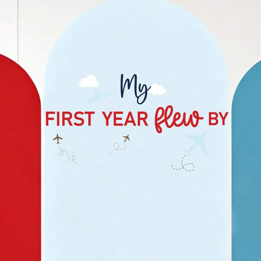 Suitable For Newborn Baby Shower And Baby's First Birthday Party Decoration. Includes Multiple Cute Patterns: Wildflowers, Little Bees, Teddy Bears, Airplanes, Adorable Geese, Donuts And Ice Cream Desserts. These Wall Stickers Can Be Applied To Clean And Smooth Surfaces Such As Doors And Windows; All Patterns Can Be Detached And Freely Arranged To Create A Unique And Personalized Party Background - My First Flight 1st Birthday - View 1