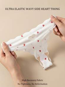 SQPVEH 5件組女款多色黏性丁字褲，鏤空愛心設計，舒適透氣性感一體式丁字褲 - 彩色 - 查看 5