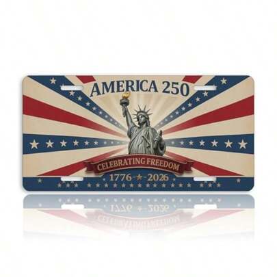 Front License Plate For Women Statue Liberty USA Stars Stripes Car Vanity Plates Decorative Aluminum Metal Cute Novelty License Plate 6x12 Inch 4 Holes