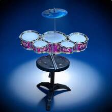 Musical Instrument, Suitable For Beginners And Drumming Enthusiasts, Drum Set Model, Percussion Instrument, Toy Drum Set, Musical Toy, Gift For Boys And Girls, Birthday Gift, Entertainment Instrument, Yellow, Black, Pink - Multicolor - View 15