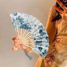 1件中式摺疊扇形小扇子 女款夏季新款中式古風旗袍漢服道具舞扇 便攜式 - 多色 - 查看 6