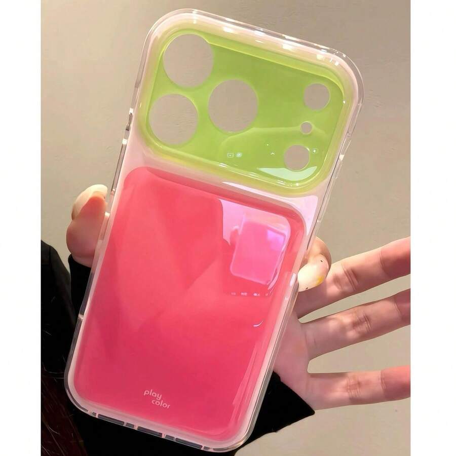 Premium Korean Summer Dopamine Jelly Color-Block Zuo Li Compatible With IPhone 17promax Phone Case Apple 16 New 15Pro Women 16pm Simple Personalized 17 All-Inclusive Pro Anti-Fall - Hot Pink - View 1