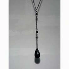 1pc Gothic Style Black Water Drop Y-Shaped Necklace, Gothic Decadent Adjustable Lasso Necklace, Black Crystal Beaded Collarbone Chain, Women's Y2K Dark Style Jewelry, Suitable For Daily Wear, Party, Date, Halloween And Gothic Theme Events, Perfect Birthday And Valentine's Day Gift - Black - View 4