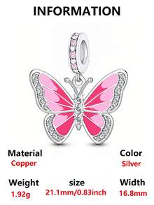 1pc Sweet Girl Colorful Oil Drop Butterfly Pendant Silver Jewelry Beaded Hollow Celtic Knot Rhinestone Glitter Gradient Blue Pink Butterfly Charm Handmade DIY Bracelet Loose Beads Romantic Gift For Girlfriend Best Friend Birthday Anniversary - Multicolor - View 17