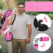 Foldable Outdoor Small Scooter, Adjustable Handlebars & Mudguards, 80kg Max Load, Smooth Ride For Daily Outdoor Activities, Great Gift For Outdoor Enthusiasts & Casual Riders - Pink - View 8
