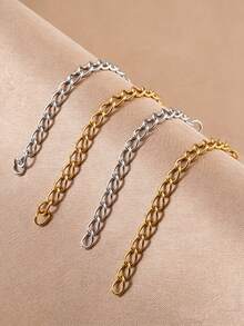 50pcs Alloy Extension Chain Tails, No Clasp, Bracelet Extension Chain, Suitable For DIY Necklace Jewelry Making, 5cm Length - Yellow Gold - View 5
