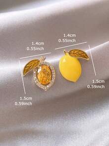 1 Pasang Anting Tusuk Lemon Enamel Kaca Modis Cocok untuk Acara Santai Wanita - Kuning - View 3