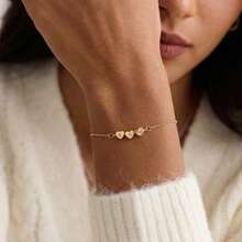 Heart Initial Bracelet, Silver Heart Pendant Bracelet, Minimalist 3D Heart Bracelet, Customized Initial Bracelet, Engraved Letter Bracelet Gift For Mom - Multicolor - View 3