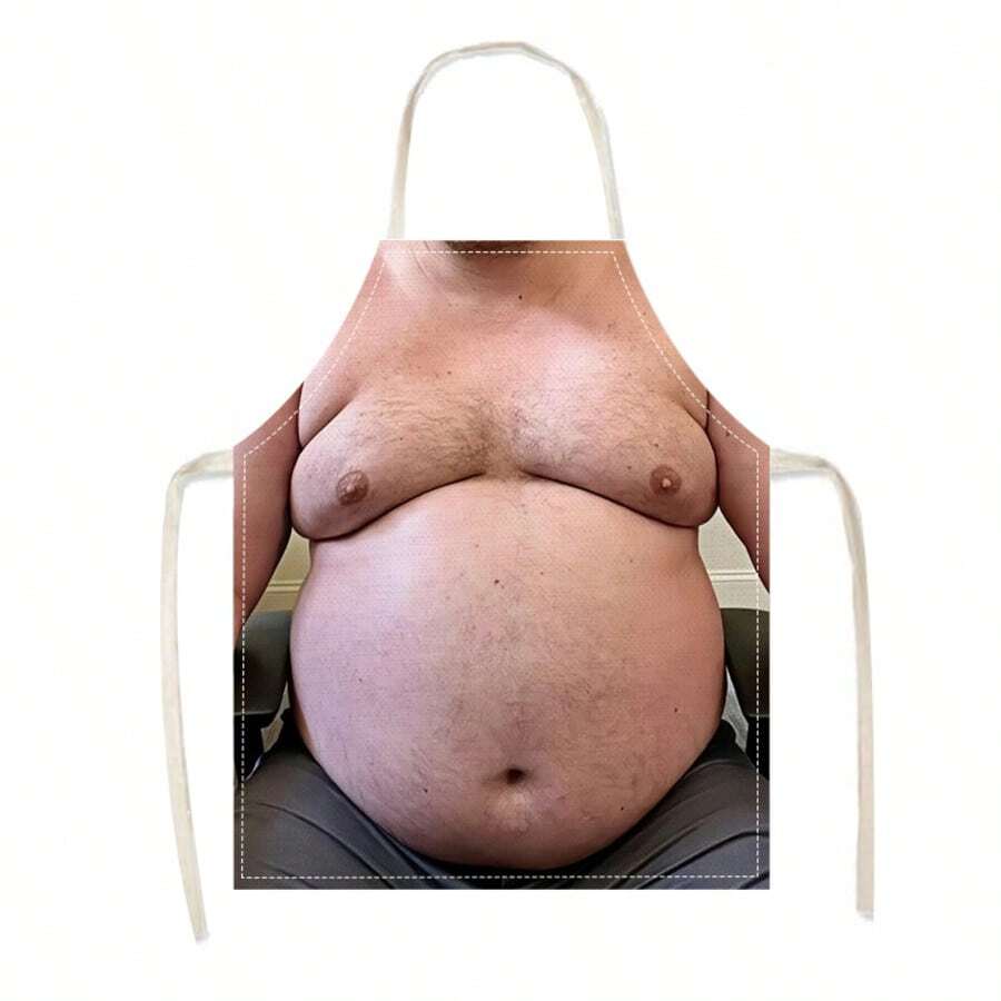 1 Avental com Estampa de Barriga de Cerveja Divertido e Realista, Avental de Pescoço Estilo Piada e Humorístico, com Alças Laterais Ajustáveis, Avental de Cozinha Protetor para Cozinhar, Adequado para Churrasco, Assar em Casa, Festas de Despedida de Solteiro, Presentes do Dia dos Pais, Uso Diário - Multicolorido - Visão 1
