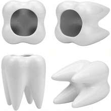 1pc Small Ceramic Dental Storage Bucket, Multi-Use Pen Holder, Cosmetic & Toothbrush Organizer, Succulent Flower Pot, Desktop Decor For Home Bedroom Office, Ideal Dental Gift - Storage - View 10