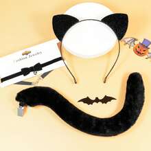 Cat Ear Headband And Tail Bell Collar Set, Women's Black Cat Ear And Tail Costume Set, Cat Themed Costume Accessories, Suitable For Halloween Party And Adult Women Cosplay Events - Multicolor - View 7