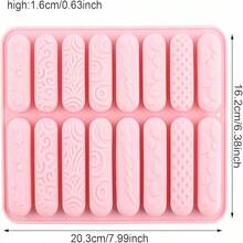 1pc 16-Cavity Different Texture Long Bar Mold, Silicone Chocolate Cookie Mold, Long Bar Candy Baking Mold, Suitable For Making Cheese Sticks, Soft Candy, Chocolate Bars, Crayons, Cupcake Decorations - View 4