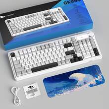 98% MageGee GK960 Wired Membrane Keyboard, 99 Keys, Full RGB Backlit, Mechanical Feel Quiet Typing, With Volume Knob, Ergonomic Design, Suitable For Office And Gaming/PC/Laptop/Win/MacOS, Birthday Gift [Front Print/Side Print] - View 12