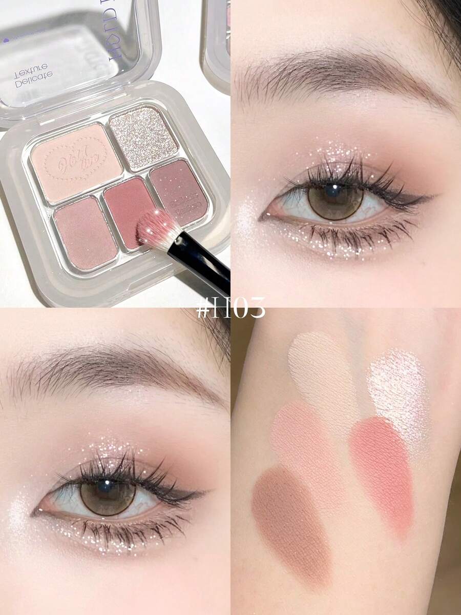 HOLD LIVE Cloud Veil 5色眼影盤 藍色 H03 透明感低飽和橘粉色 - H03 peachy pink - 查看 1