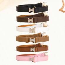 1pc Adjustable Size Gold Buckle Plus Size Slouchy Belt, Suitable For Jeans, Casual Wear, Jackets, Skirts, Daily Use, Bohemian PU Leather Cross Texture Belt For Various Styles - Lock - View 14