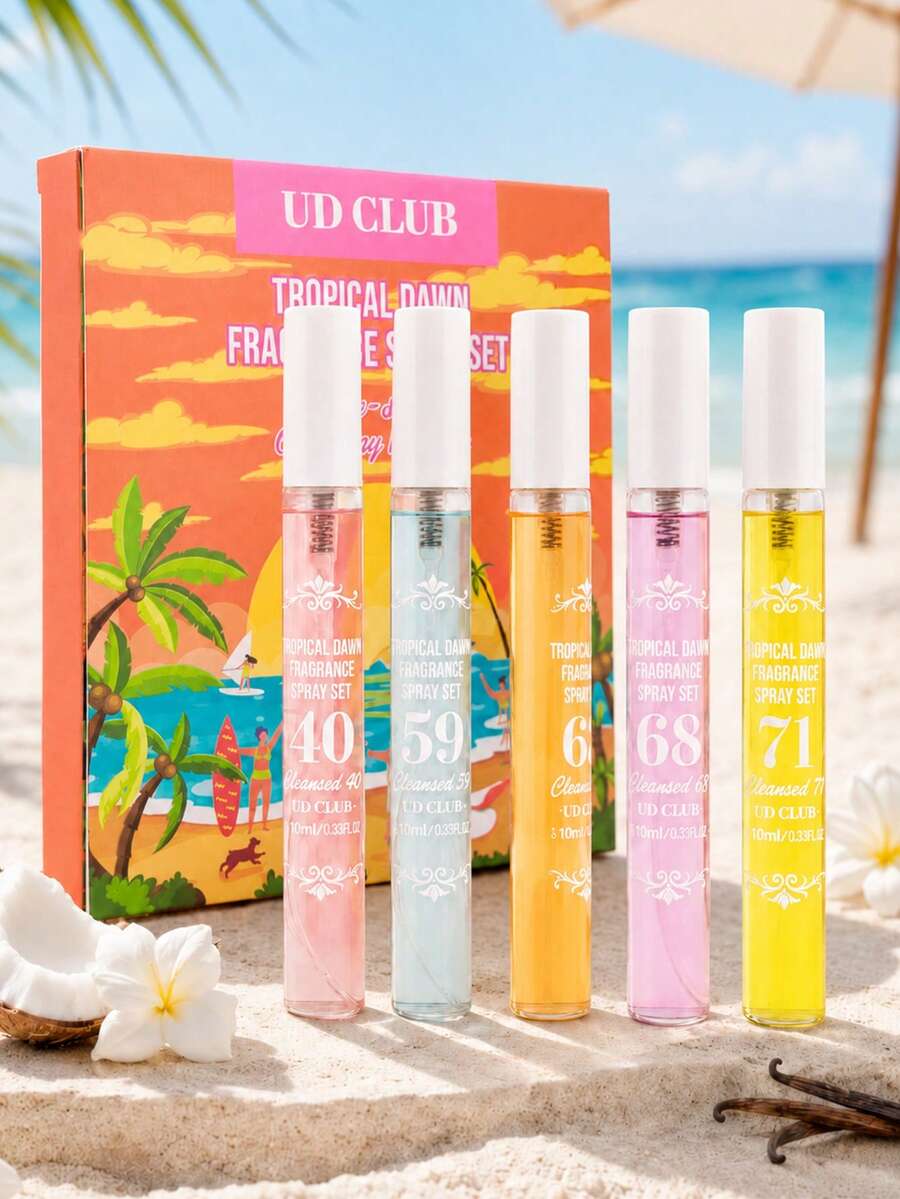 1/5 pièces Coffret cadeau de spray de parfum brésilien, édition limitée portable à plusieurs couches, plaisir ultime, contenant des huiles essentielles naturelles fraîches et charmantes, exhalant des notes de noix de coco, florales, fruitées et d'agrumes - Parfum Mixte - Voir 1