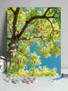 櫻花樹 DIY 數字油畫 風景畫布手工藝 成人居家裝飾 40x50cm/16x20inch 春季花卉天空節日禮物 無框 - 套裝 - 查看 8