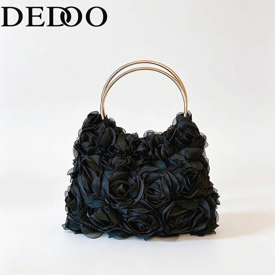Dedoo 新款時尚百搭耐用金屬五金裝飾百褶大容量雲朵托特包