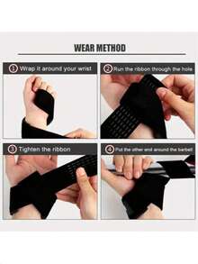 Sports Fitness Wrist Straps For Pull-Ups, Weightlifting Training, Deadlift Grip Support - Black - View 3