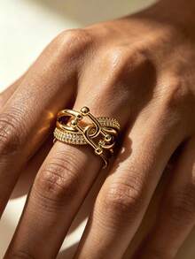 Fashionable Shiny Horseshoe Buckle Ring, Multi-Functional Adjustable Open Ring For Women, Suitable For Daily Wear, Valentine's Day, Wedding Season - Horseshoe Ring - View 2