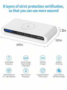 便攜式多功能 4 合 1 充電器，雙 USB、Type-C、15W 快速無線充電，相容智慧型手機、藍牙耳機、智慧手錶、平板電腦（非行動電源，非行動電源） - 白色 - 查看 7