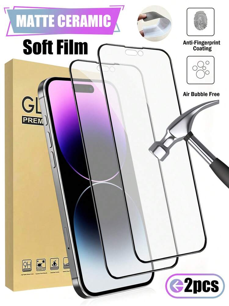 2pcs Ceramic Matte HD Screen Protector, Compatible With IPhone 14 Pro Max, Anti-Glare, Anti-Fingerprint Tempered Glass, Scratch-Resistant, Compatible With Phone Cases, Smooth Touch, Compatible With IPhone 18/17/16/15/14/13/12/11, Phone Accessories, Daily Essentials - Clear - View 19