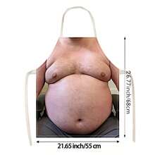 1 Avental com Estampa de Barriga de Cerveja Divertido e Realista, Avental de Pescoço Estilo Piada e Humorístico, com Alças Laterais Ajustáveis, Avental de Cozinha Protetor para Cozinhar, Adequado para Churrasco, Assar em Casa, Festas de Despedida de Solteiro, Presentes do Dia dos Pais, Uso Diário - Multicolorido - Visão 3