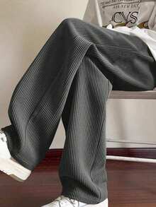 1 pieza Pantalones deportivos casuales versátiles de unicolor para niños preadolescentes - Gris Oscuro - Ver 4