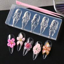 1個壓花美甲模具，透明3D花卉圖案，光滑脫模不黏貼，輕鬆打造3D花卉美甲，相容多種凝膠指甲油，適合清新春夏風格美甲DIY，初學者友善，居家美甲，美妝博主推薦，快速打造精緻壓花款式，重複使用仍保持清晰圖案，相容不同指甲形狀，輕鬆提升指甲表面優雅感 - 彩色 - 查看 13