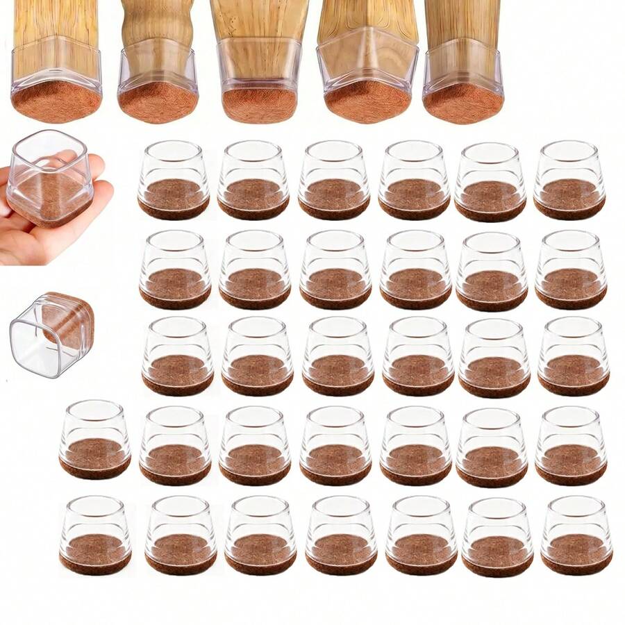 Protetor De Cadeira 16/32 Peça Silicone Móveis Pé De Mesa Qu Quadrado Médio 32 Unidades - Redondo Grande 32 Unidades - Visão 1