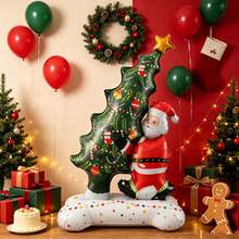 1pc 150cm Extra Large Santa Claus Christmas Tree Shaped Base Cartoon Aluminum Foil Balloon - View 4