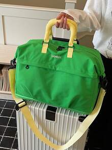 Korean Style Casual Large Capacity Colorblock Dopamine Water-Resistant Minimalist Durable Travel Bag With Luggage Strap Sleeve, Adjustable Wide Long Shoulder Strap, Expandable, Business Trip Short Trip Bag, One Shoulder Crossbody Gym Yoga Bag, Student Dorm Shopping Grocery Mommy Maternity Storage Bag, Fresh Sweet Feminine Versatile Portable Women's Travel Bag - Multicolor - View 9