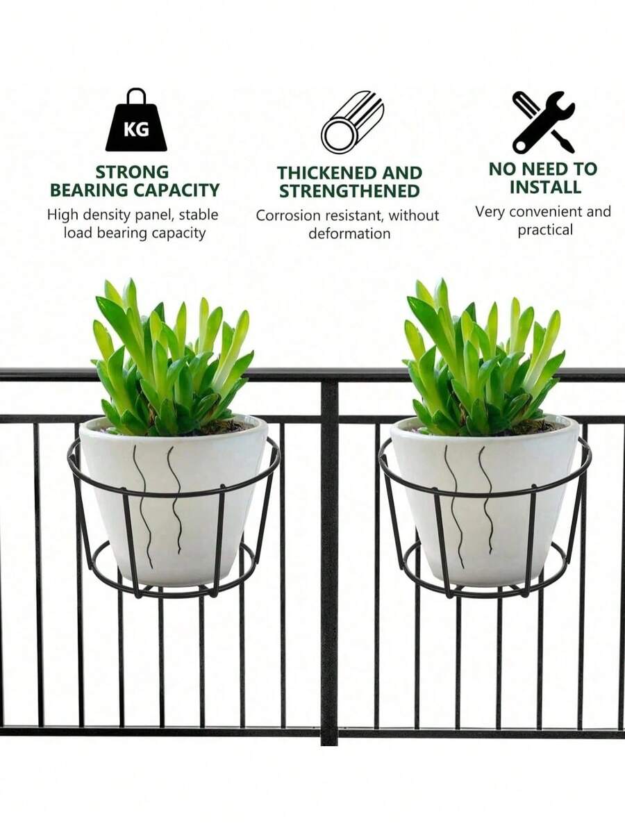 1/2/3pcs Fashionable Round Metal Hanging Planters, Suitable For Balcony, Garden And Indoor Decoration, Can Be Used For Hanging Racks To Plant Succulents And Green Plants, 6.2 Inches - Multicolor - View 1